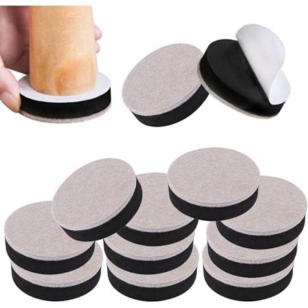 ING Runde Filt Bordbenforhøyere, 12-pakning, Runde Selvklebende Møbelbenforhøyere, Forhøyere, Bordbenforhøyere