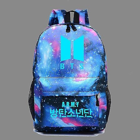 Bts Luminous Starry Bag Male And Female Students Canvas School Bag Backpack Trend Korea