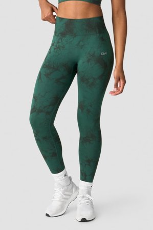 ICANIWILL - Define Seamless Tie Dye Tights Hunter Green - Treningstights - Dame - ICIW