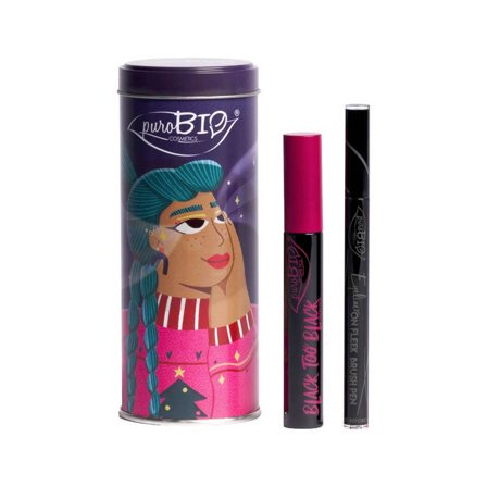 Purobio Kit Mascara Black Too Black 8ml + Eyeliner Brush Pen
