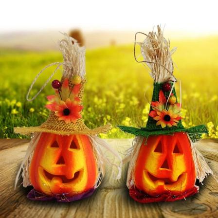 2 stk. Halloween Skum Græskar Lanterne Jack Græskar Blinkende Lanterne Lys Op Spøgelseshus Dekoration Dekorative Rekvisitter Have Dekoration