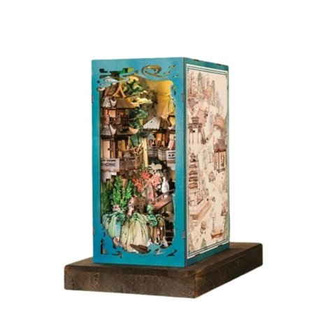 Tre bok krok hylle innsats miniatyr bygg sett bokhylle montering 3D dukke hus