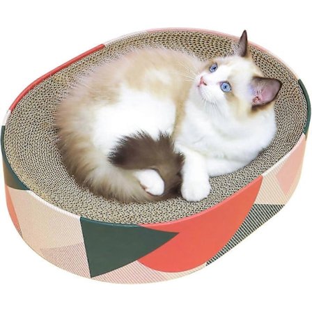 Kattklösbräda Säng Lounge Soffa för Innekatter Oval Form 17"x13", Kitty Cat Scratching Pad Återvunnen Wellpapp Klösbräda Långvarig Möbel