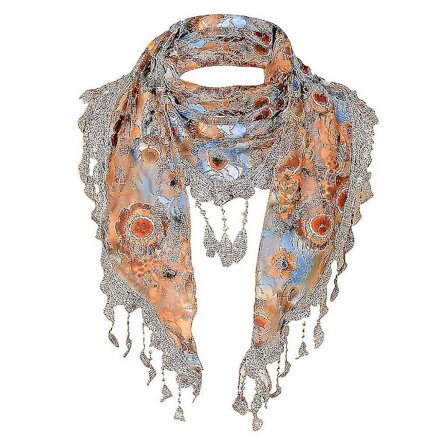 Kvinders Blonder Tassel Blomster Multicolor Print Hul Halsklæde Shawl Wraps Sjal