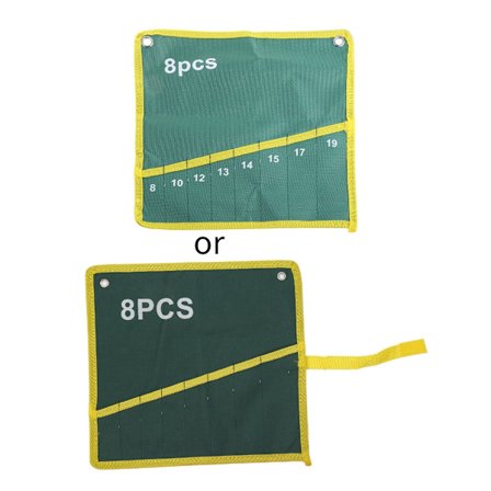 8 Fickor Slitstark Canvas Skiftnyckel Verktyg Rulla Upp Förvaringsväska