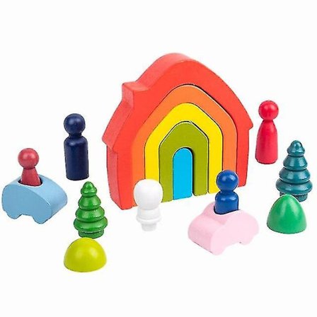 Nyaste Baby Wood Rainbow Toys Rainbow Bars Block Liten Storlek Present|stapelblock (regnbågsfärger)