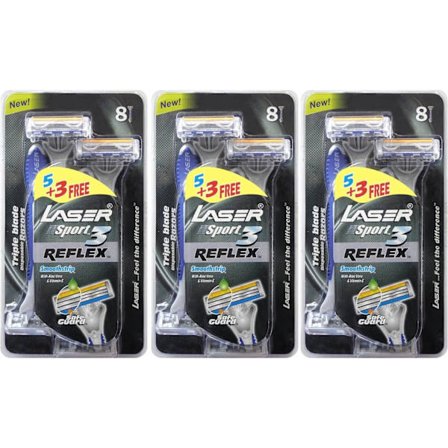 Rakhyvel 24-pack Laser Sport3 Reflex, 3-bladig för män, killar