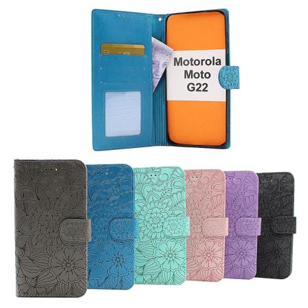 Flower Standcase Wallet Motorola Moto G22 Aqua