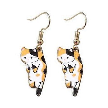 Katte-Ørering til Kvinder Mode Sød til Kattedyr Øreringe Fødselsdag (En lille farverig kat)