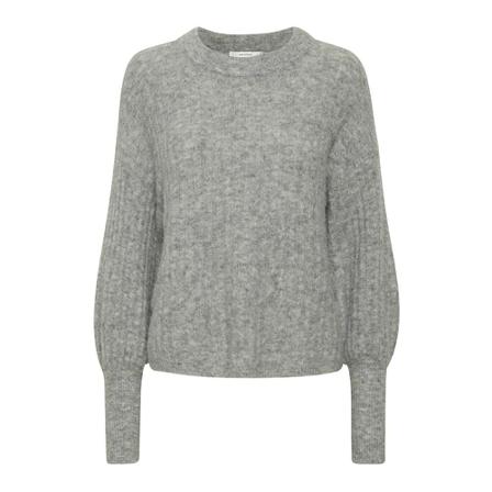 Gestuz, Round-neck Knitwear Grijs, Dames, Maat:L,alpaca