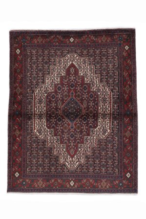 Orientalisk Senneh Matta 119X149 Svart/Mörkröd Ull, Persien