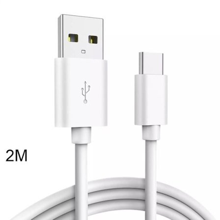 USB-C-kabel - BOOLING - 2 meter - Kompatibel OPPO Find X5, Reno 6 - Vit - Kabelansluten