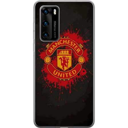 Kompatibelt Mobildeksel til Huawei Huawei P40 Manchester United logo i rød og gul farge med røff sportslig bakgrunn