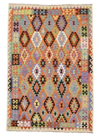 Tejida A Mano Kilim Afghan Old Style Alfombra 204X298 De Lana Gris Oscuro/Marrón