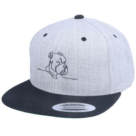 Iconic - Grå snapback Keps - One Line Dog Heather Grey/Black Snapback @ Hatstore