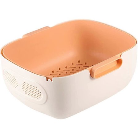 Frukt Grönsaks Avloppskorg Med Dubbel Förvaring, Avtagbar Mesh Ris Tvättkorg Avloppsbassäng, Familj Matsalsbord Hushållsdekoration, eller BKL