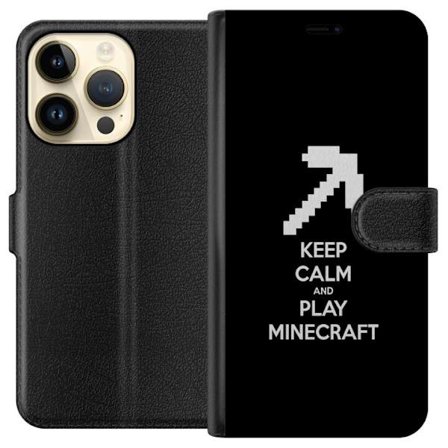 Kompatibelt Lommeboketui til Apple Apple iPhone 15 Pro Hold roen og spill Minecraft tekstplakat med minimalistisk gamer design for spillinteresserte.