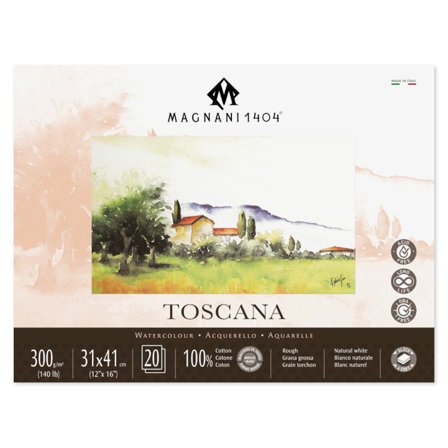 Magnani Akvarellblokk Toscana 100% Bomull 300g Rough 31x41cm 20 Sheets
