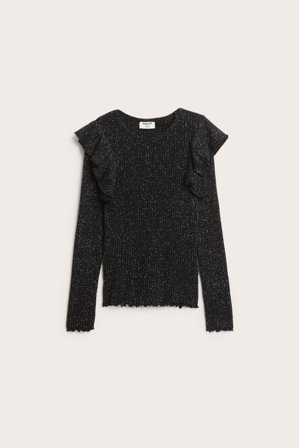 Kappahl | Brokatowy prążkowany top | Czarne