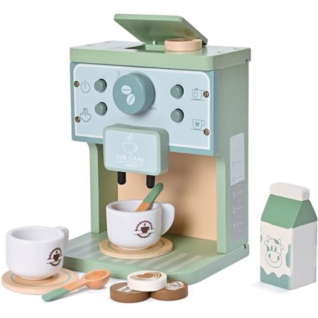 Träleksaker för barn Låtsaslek Köksaccessoarer Grön Kaffebryggare Espressomaskin Montessori Köksset Rego Spel