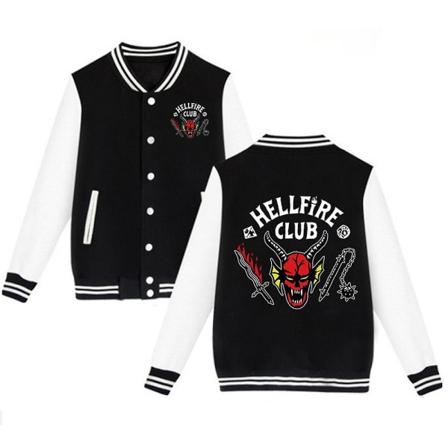 Stranger Things Hellfire Club Baseballjakke Dame Herre Casual Frakk L