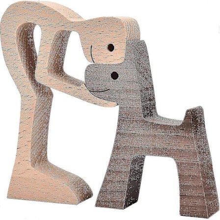 Træfigur af mand og hund - Dekorativ boligindretningsgave