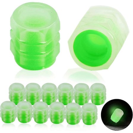 12 stk fluorescerende ventilhetter til bil, universelle fluorescerende ventilhetter til bil, ABS-plast til bil, sykkel, motorsykkel grønn