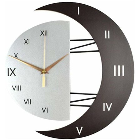 Tyst väggpendel kreativ månformad ram kvarts väggklocka