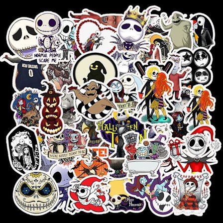Nightmare Before Christmas Klistremerker | 50 STK | Vinyl Vanntette Klistremerker for Bærbar PC, Skateboard, Vannflasker, Datamaskin, Telefon, 