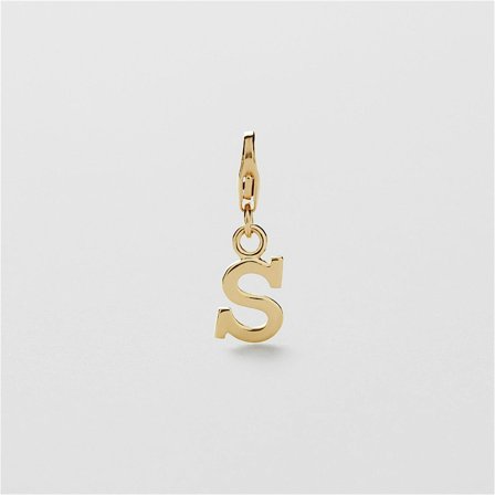 S Letter Charm - 24K GULDPLÄTERAT STERLING SILVER - Safira