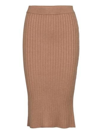 Vicomfy Rib Knit Skirt/Su/Pb Brown Vila