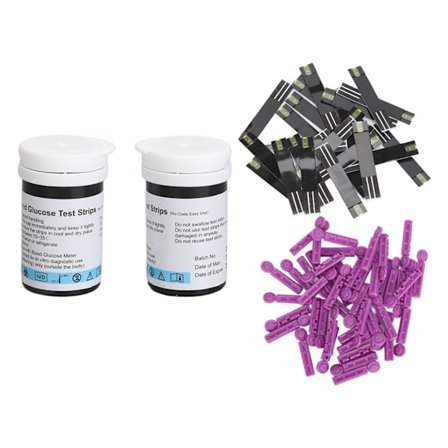 50 Blodsockerteststickor med 50 Engångslancetter för Glukosmätare