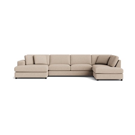 Oasis U-Form Sofa, links in Loop Beige, modernes Design mit strukturierter Oberfläche, großzügige Polsterung für maximalen Komfort, 79cm