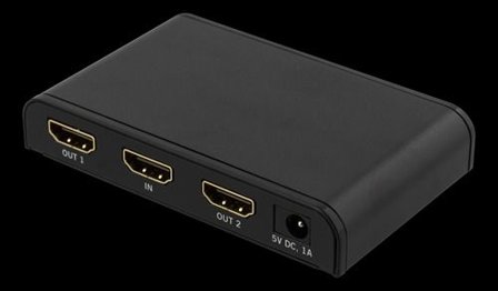 Deltaco PRIME HDMI splitter, 1 in, 2 out, HDMI 2.0, 4K, UHD, 3D, black