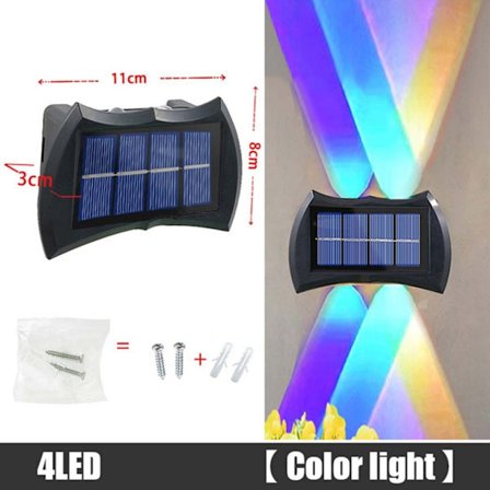 LED Solar Light Udvendig Væglampe 4LED FARVERIGE 4LED FARVERIGE