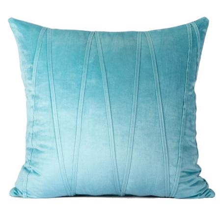 Set med 2 sammetskuddar med solida ränder (18 x 18 Lake Blue