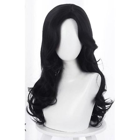 Anime Heks Yennefer Of Vengerberg 60cm Lang Zwart Golvend Pruik