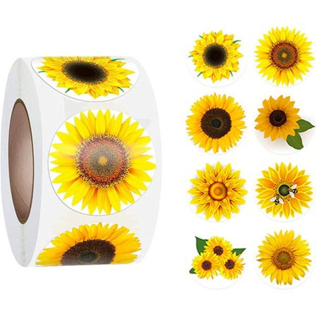 Solrosdekaler med 8 designer - 500 st 3,8 cm Personliga solrosetiketter Dekaler för jul, gratulationskort, scrapbooking, kuvert