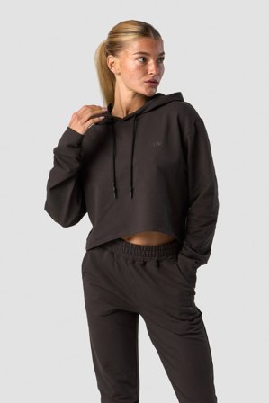 Stride Cropped Hoodie Wmn Charcoal