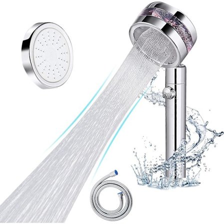 Dusch med slang, högtrycks turbinhanddusch, 360° roterande