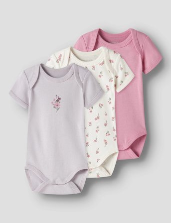 name it Nbfbody 3P Ss Flower Noos - Pink - 92