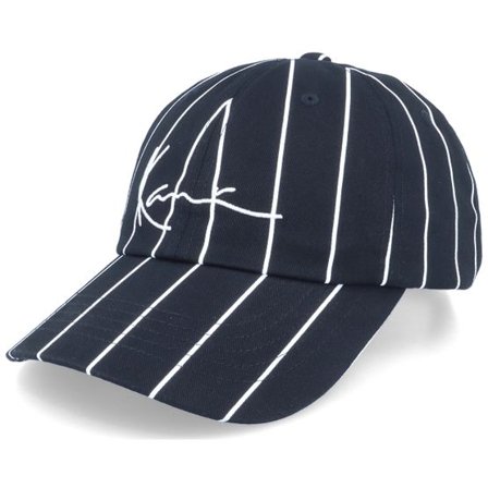 Karl Kani - Svart unconstructed Keps - Signature Pinstripe Cap Black/White Dad Cap @ Hatstore