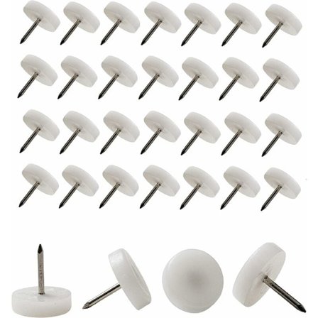 Sats med 50 plastspikfötter för stolar, möbler, bord - Triomphe, diameter 20 mm - rund - färg vit