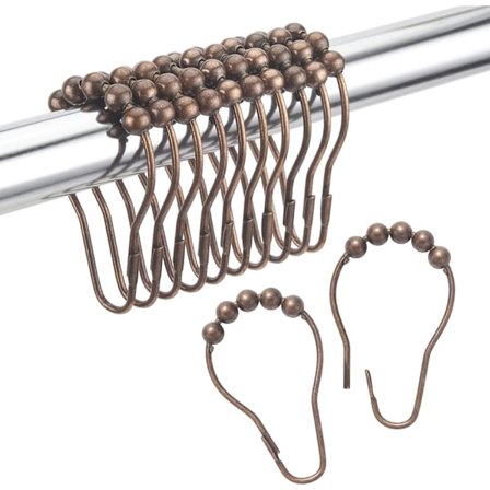 Duschdraperikrokar Ringar, rostskyddad metall Duschgardinringar för duschstänger i badrum Gardiner - Set om 12, brons