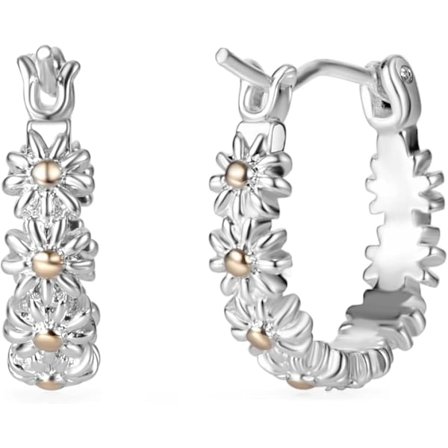 Fina tvåfärgade daisy örhängen, Daisy Hoop Örhängen