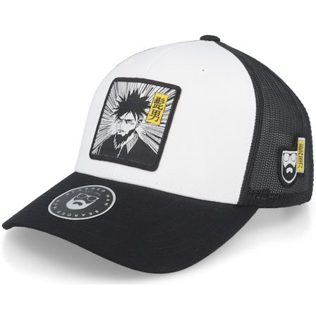 Bearded Man - White trucker Lippis - Manga Man Retro Black/White/Black Trucker @ Hatstore