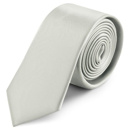 6 cm Light Grey Satin Skinny Tie for Men - Solid color neckties