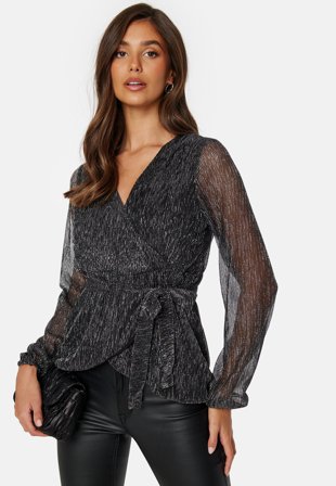 Happy Holly Perley sparkling wrap top Black / Silver Klær