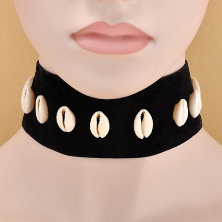Svart sammet Snäckor Chokerhalsband