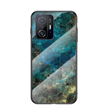 Xiaomi Mi 11t / 11t Pro Marmorskal 9h Härdat Glas Baksida Glassb Multicolor Emerald Green